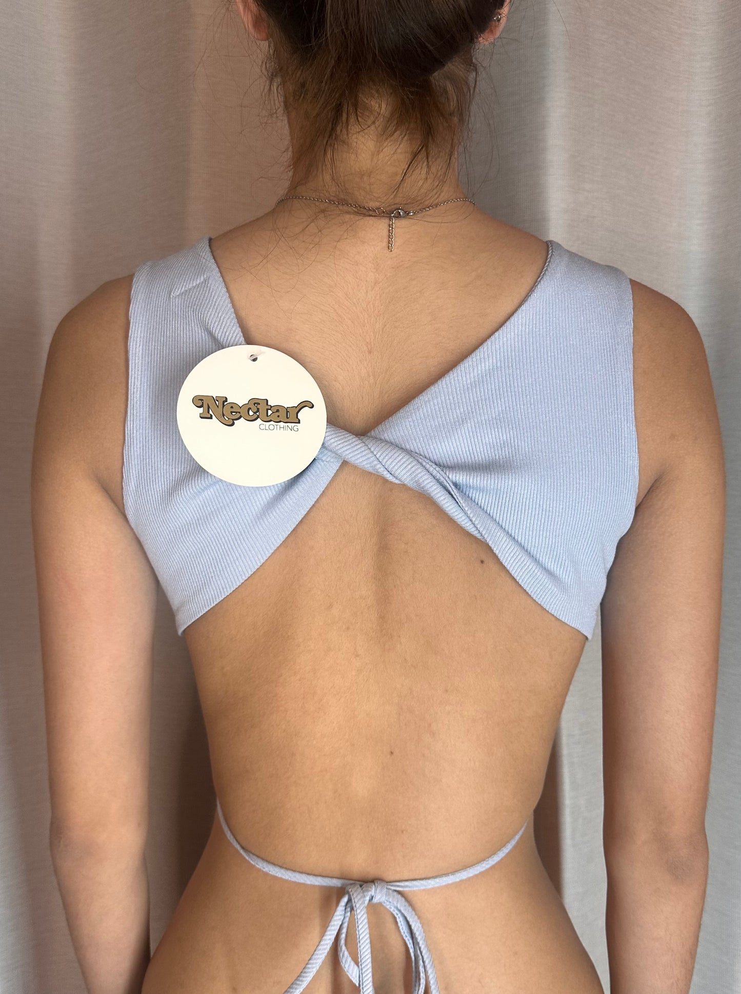 Nectar Open Back Baby Blue Top