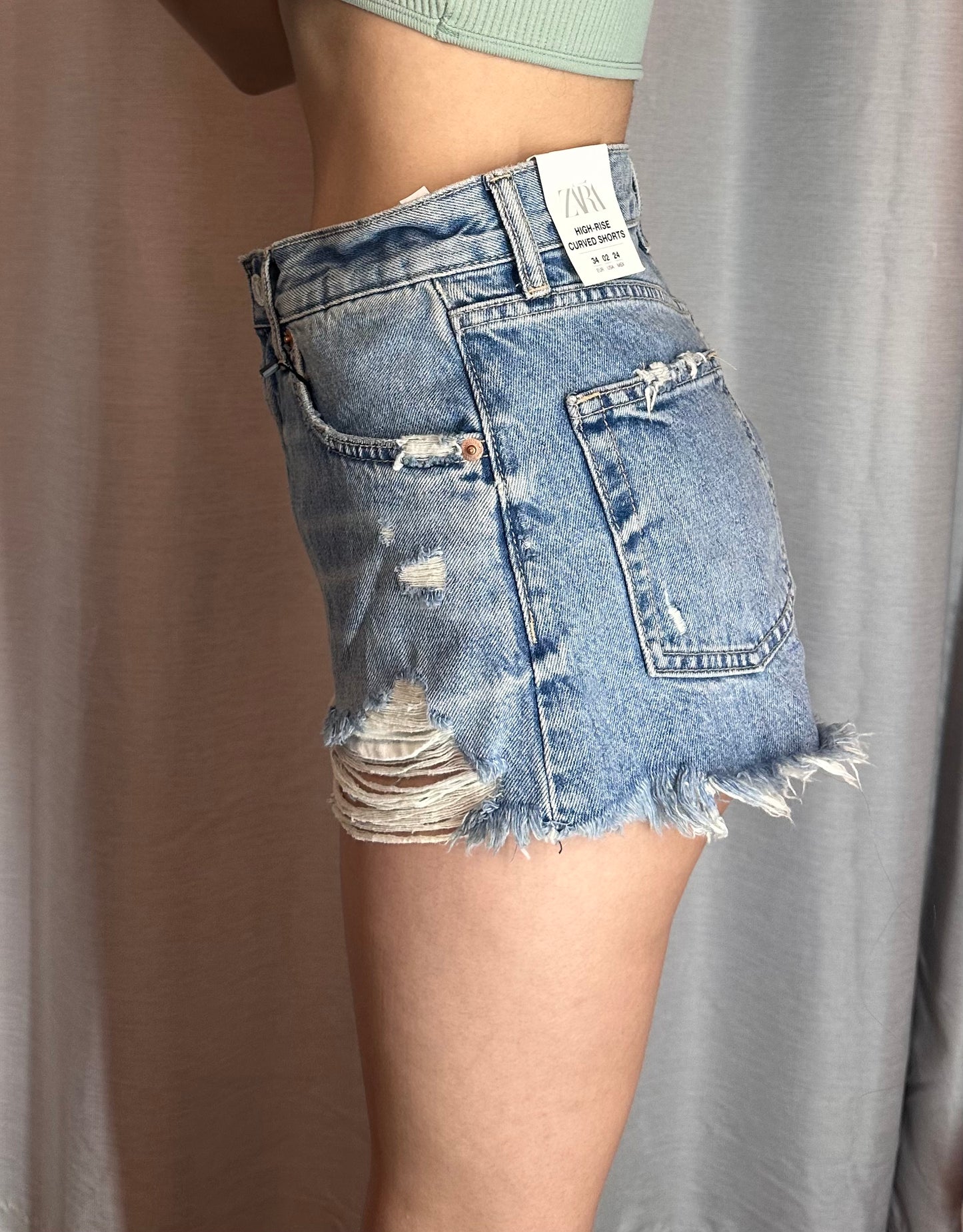 Zara High Rise Curved Shorts